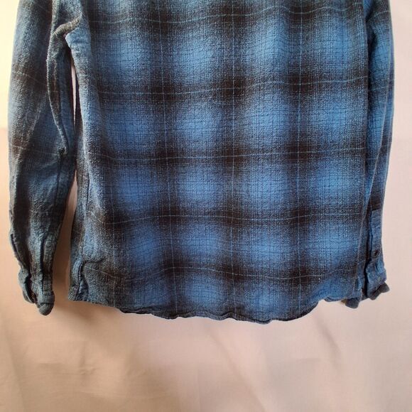 RVCA Vesuvio Men's Cotton Flannel Blue Black Plaid Size L - Picture 9 of 15